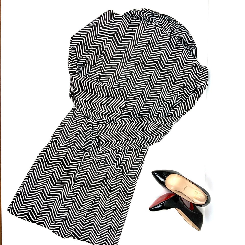 Vintage Monteverdi Couture Genova Luxury Silk Black & White Shevron Suit Sz 4 -2 - Picture 5 of 16